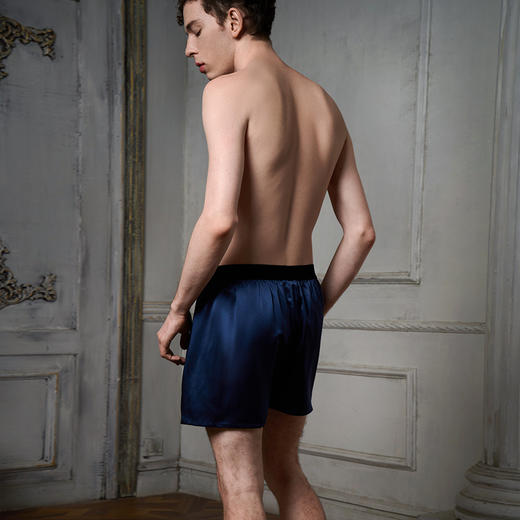 Solo seta22姆米真丝睡裤男款桑蚕丝家居服丝绸橡筋短裤秋冬 商品图3