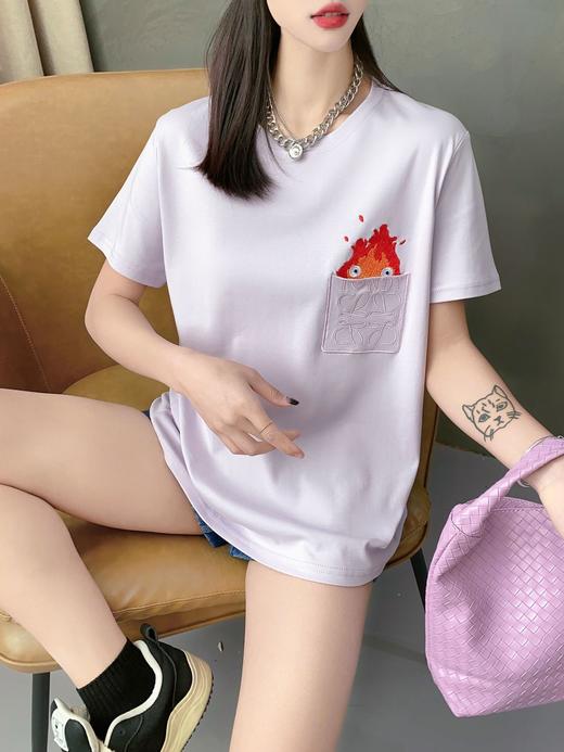 2023新宽松圆领刺绣上衣港风休闲体恤4.6版 商品图4