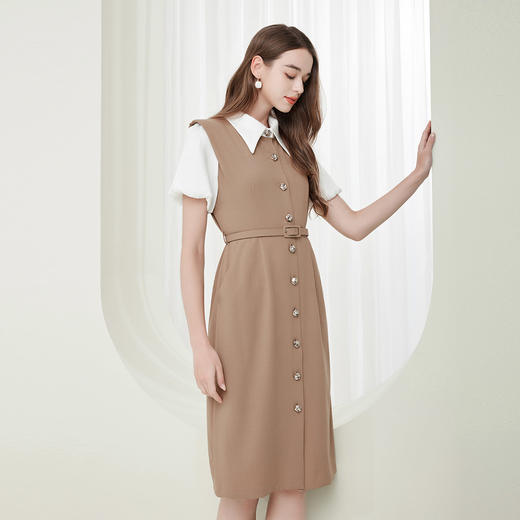 NF838斯尔丽瑟俪2023春夏新款假两件式撞色休闲连衣裙 商品图2