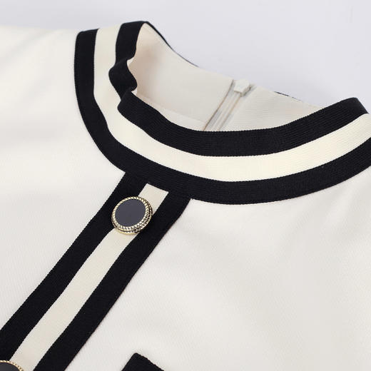 NF846斯尔丽瑟俪2023春夏新款名媛气质小香风撞色收腰显瘦A摆连衣裙 商品图4