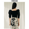 VIMAGE纬漫纪夏季新款时尚百搭方领泡泡袖针织衫V1901516 商品缩略图4