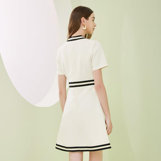 NF846斯尔丽瑟俪2023春夏新款名媛气质小香风撞色收腰显瘦A摆连衣裙 商品图1