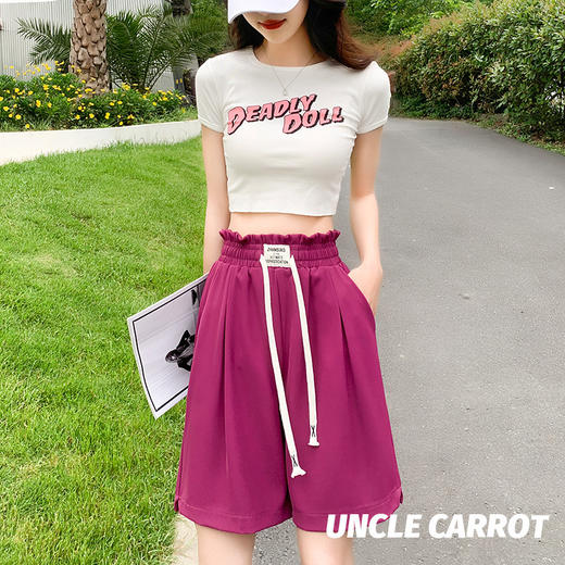 【显瘦显高！西装阔腿五分裤】花苞腰西装短裤春季女宽松2023新款阔腿高腰a字五分裤休闲中裤子 商品图2