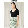 VIMAGE纬漫纪夏季新款桃心领显瘦套头舒适针织衫上衣V1901530 商品缩略图2