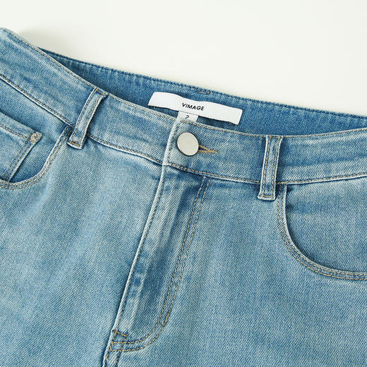 VIMAGE纬漫纪夏季新款时尚休闲显瘦高腰裤脚开叉百搭牛仔裤V1905524 商品图2