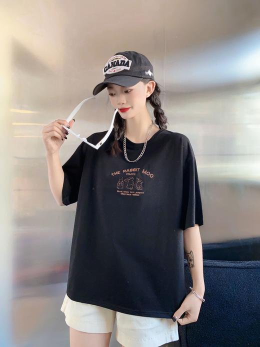 2023白色短袖T恤女ins潮夏季新款设计感小众圆领宽松上衣4.3版 商品图4