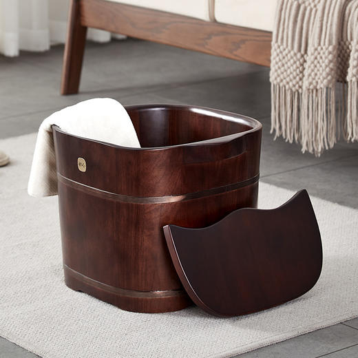 初心| 方形足浴桶泡脚桶大叶花梨胡桃色 商品图1
