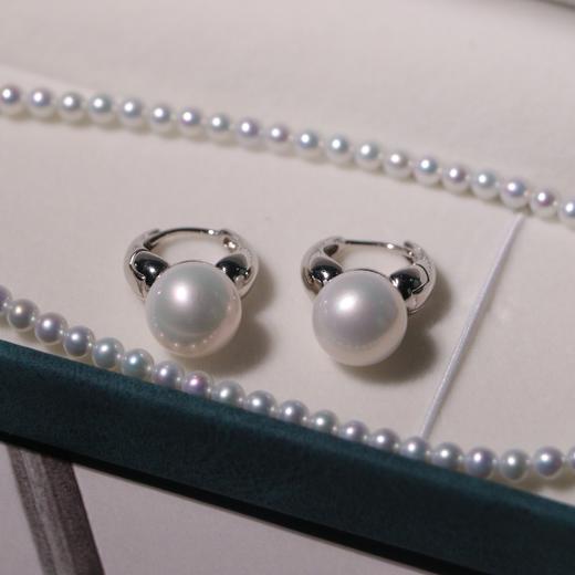 甄珠贝 复古又时髦 一对10-11mm的珍珠+纯银镀真金日本定制配件 商品图7
