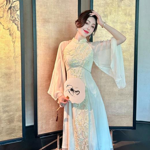 【大货孤品，不退不换】【烟云往思】新中式高贵上档次桑蚕丝连衣裙2023春季新款女 商品图3