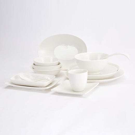 布纹系列餐具 碗 方碗 方碟 方盘 圆盘 椭圆盘 饭勺 餐勺 杯子 商品图1