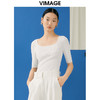 【转款下架】VIMAGE纬漫纪夏季新款u领修身显瘦短款上衣女针织衫V1901515 商品缩略图5