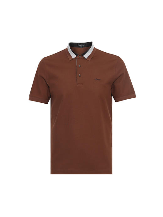 callisto咖啡色丝棉翻领T恤  SRTSS059C 商品图3