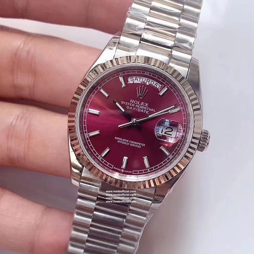 NOOB劳力士星期日志型36mm樱桃红实拍，搭定制版亚洲稳定性强的3255全自动机芯。中号36毫米，尺寸男女适带，中性风格！！！ 商品图6