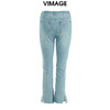 VIMAGE纬漫纪夏季新款时尚休闲显瘦高腰裤脚开叉百搭牛仔裤V1905524 商品缩略图1