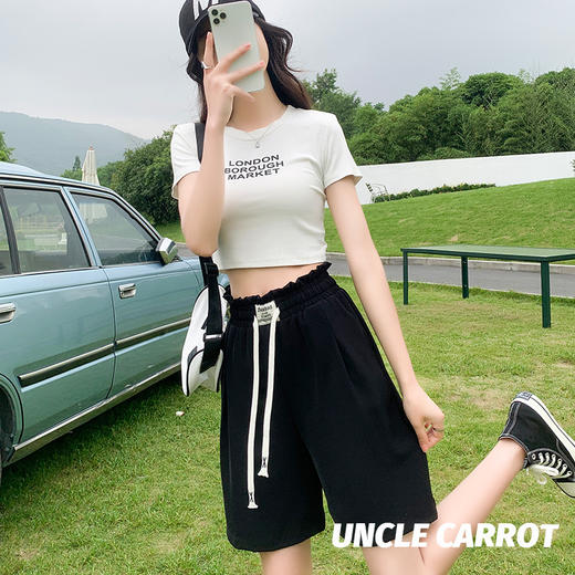 【显瘦显高！西装阔腿五分裤】花苞腰西装短裤春季女宽松2023新款阔腿高腰a字五分裤休闲中裤子 商品图1