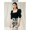 VIMAGE纬漫纪夏季新款时尚百搭方领泡泡袖针织衫V1901516 商品缩略图0
