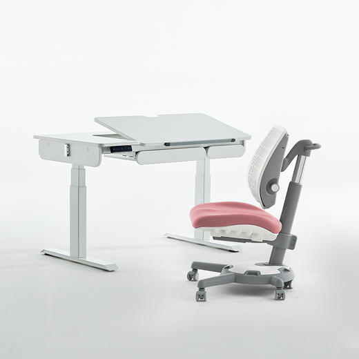 3岁+ 电动学习桌 | 康朴乐爱丁堡电动桌+柏拉图Pro椅 套装 （120*70）左L  送椅套+阅读架 商品图0