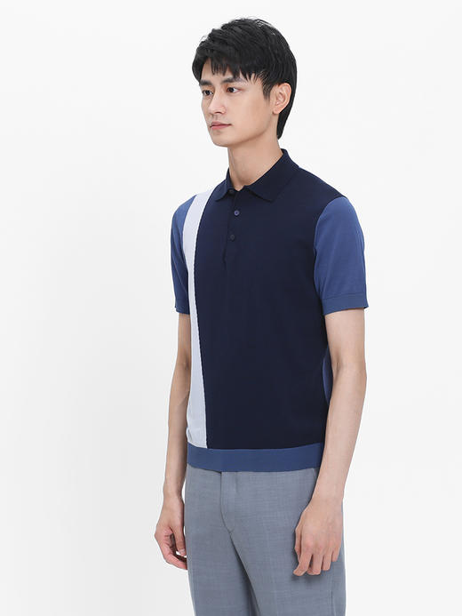 callisto撞色丝麻棉翻领T恤  SRTSS113C 商品图1