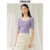 【转款下架】VIMAGE纬漫纪夏季新款u领修身显瘦短款上衣女针织衫V1901515 商品缩略图8