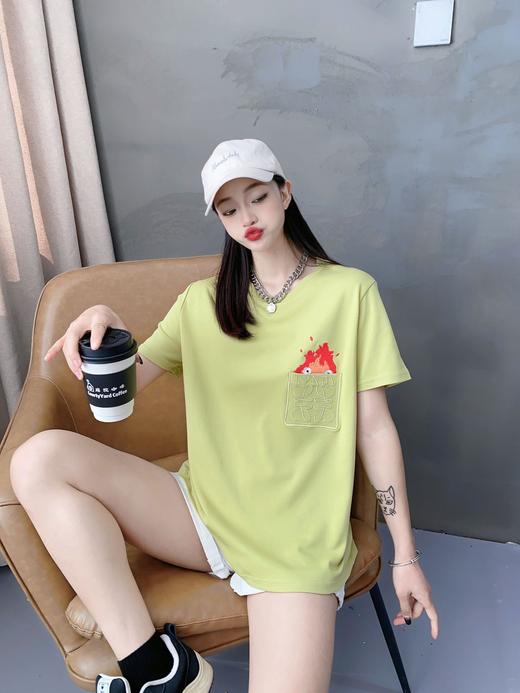 2023新宽松圆领刺绣上衣港风休闲体恤4.6版 商品图3