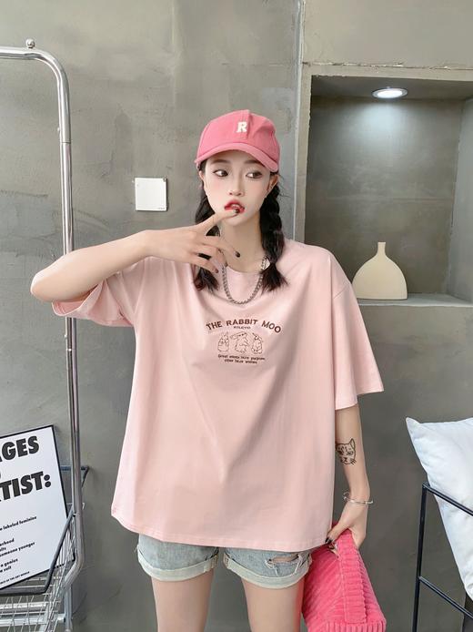 2023白色短袖T恤女ins潮夏季新款设计感小众圆领宽松上衣4.3版 商品图3