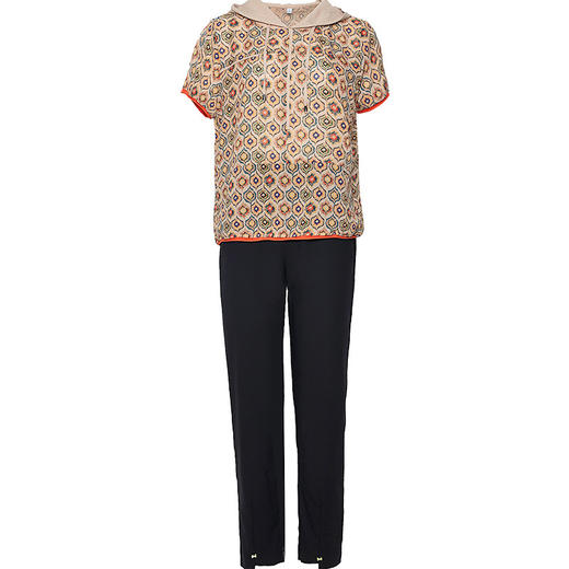 时尚两件套连帽印花小衫高腰直筒长裤休闲套装QYM-TYH-23B859-Y 商品图4