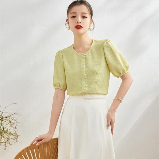 夏装时尚，圆领中式复古印花雪纺短袖上衣T恤YZ-8583 商品图2