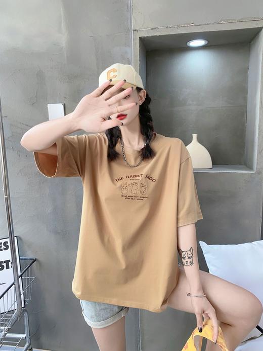 2023白色短袖T恤女ins潮夏季新款设计感小众圆领宽松上衣4.3版 商品图2