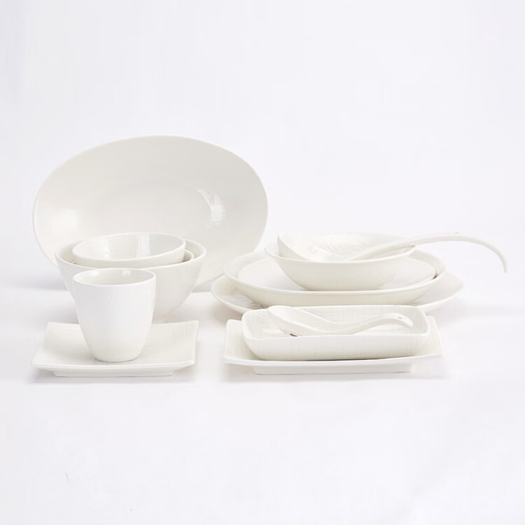 布纹系列餐具 碗 方碗 方碟 方盘 圆盘 椭圆盘 饭勺 餐勺 杯子