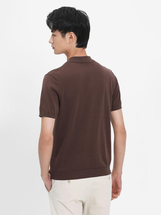 callisto咖啡色酸醋棉提花翻领T恤  SRTSS071C BR 商品图2