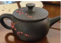 紫陶云中居紫陶堆雕梅花井栏壶 商品图0