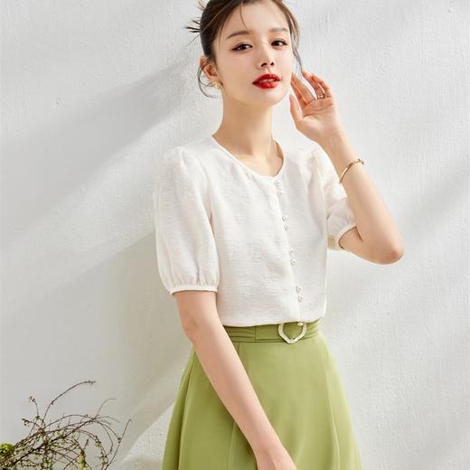 夏装时尚，圆领中式复古印花雪纺短袖上衣T恤YZ-8583 商品图1