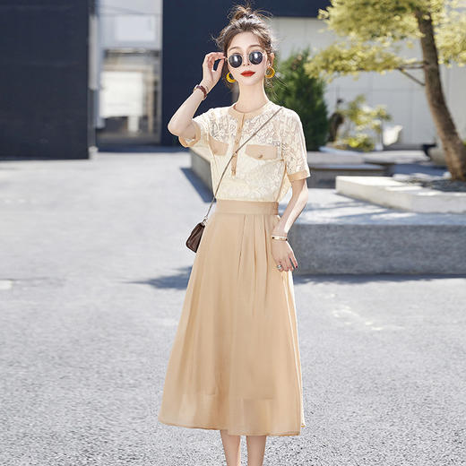 气质时尚，拼接撞色修身显瘦时髦减龄清新两件套裙HR-WY78059 商品图5