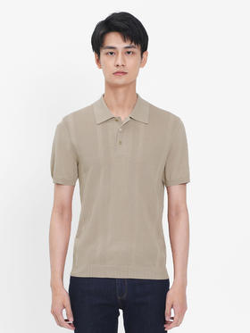 callisto卡其醋酸棉提花翻领T恤  SRTSS071C KA