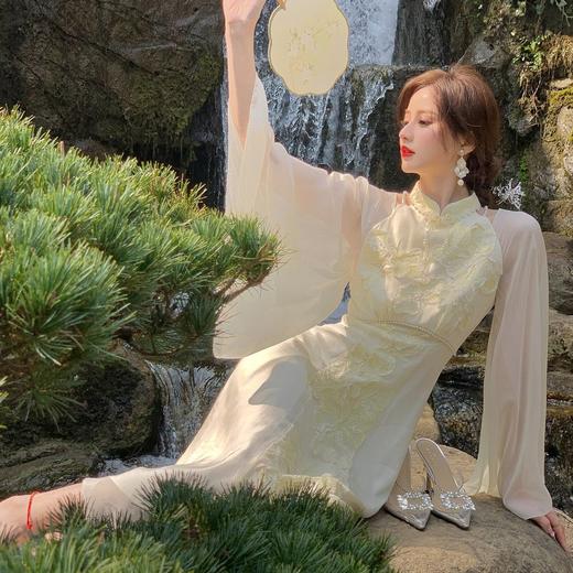 【大货孤品，不退不换】【烟云往思】新中式高贵上档次桑蚕丝连衣裙2023春季新款女 商品图2