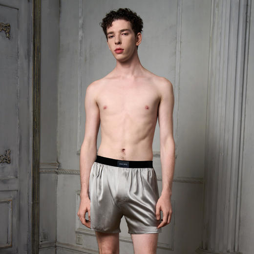 Solo seta22姆米真丝睡裤男款桑蚕丝家居服丝绸橡筋短裤秋冬 商品图2