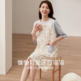 3部 顶瓜瓜 恬然满印女士短袖睡裙DJJWX-APW23213