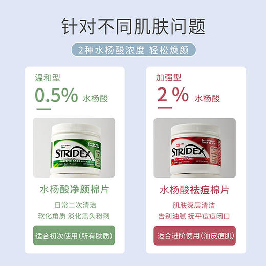 美国STRIDEX水杨酸棉片  清洁毛孔去痘去闭口【一般贸易】 商品图1