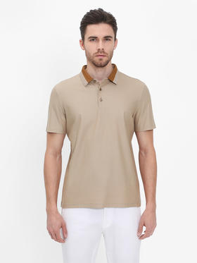 callisto卡其珠地丝棉翻领T恤  SRTSS035C