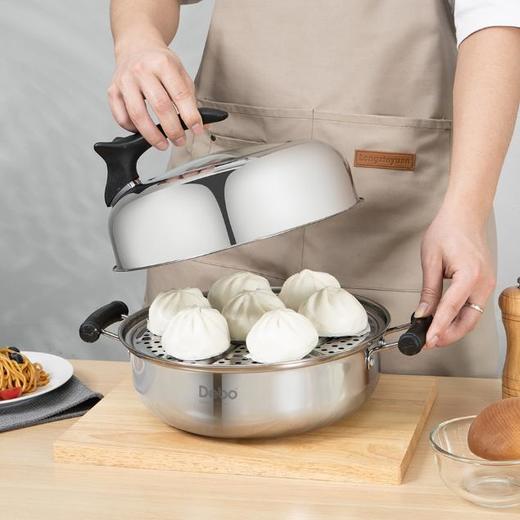 Debo 德铂蒸锅汤锅火锅26cm可立式防烫手柄可视化锅盖 商品图0
