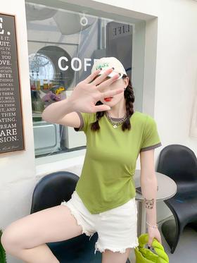 2023新款夏季爆款复古港味chic辣妹收腰短款内搭上衣3.9版