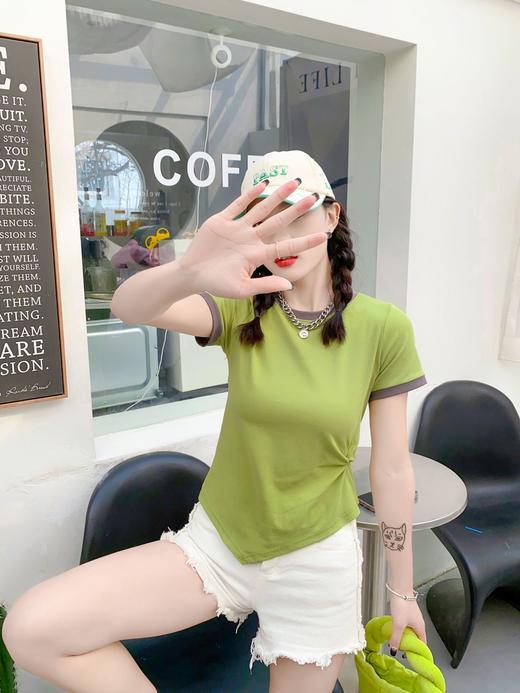 2023新款夏季爆款复古港味chic辣妹收腰短款内搭上衣3.9版 商品图0