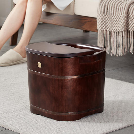 初心| 方形足浴桶泡脚桶大叶花梨胡桃色 商品图2