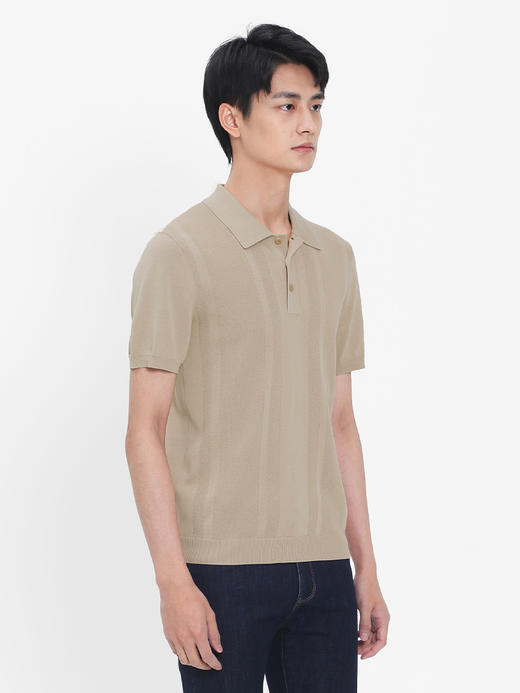 callisto卡其醋酸棉提花翻领T恤  SRTSS071C KA 商品图1