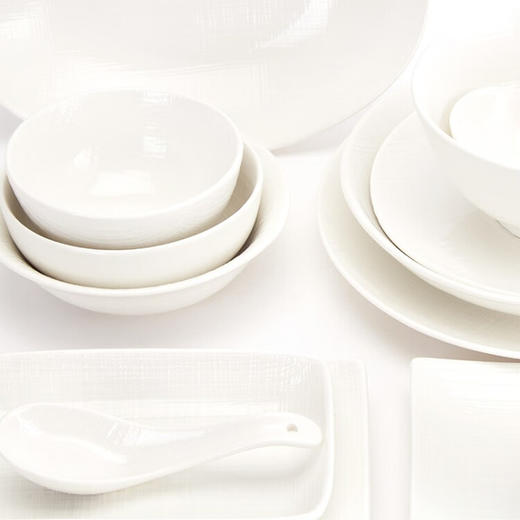 布纹系列餐具 碗 方碗 方碟 方盘 圆盘 椭圆盘 饭勺 餐勺 杯子 商品图3