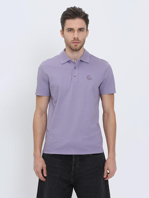 callisto紫色丝棉珠地翻领T恤  SRTSS079C 商品图0