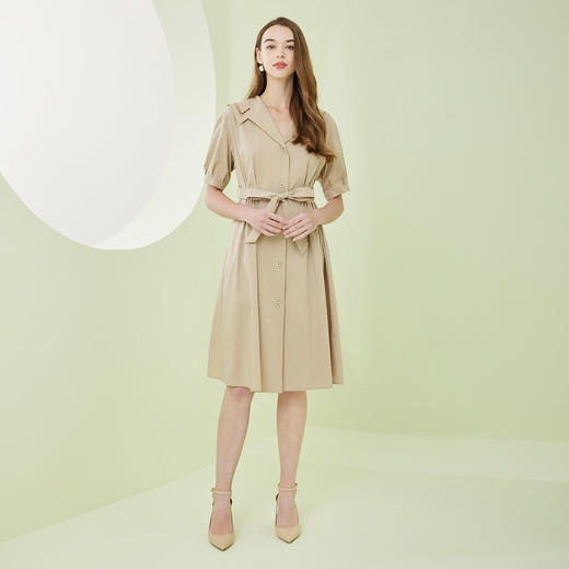 NF8X2斯尔丽瑟俪2023夏季新款单排扣短袖中长连衣裙通勤温柔风连衣裙 商品图3