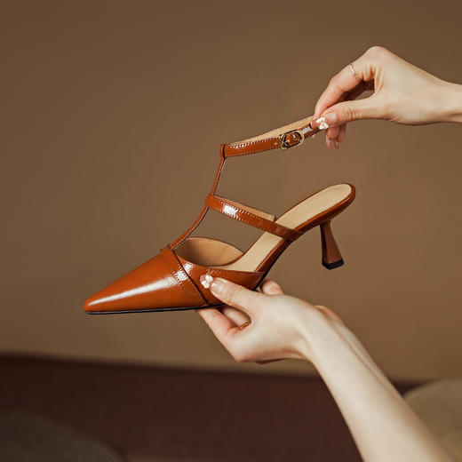 性感优雅，尖头真皮高跟凉鞋PS1291 商品图10