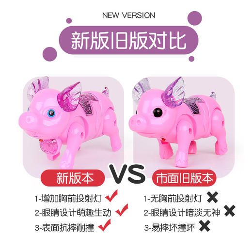 【新款儿童牵绳小猪】新款升级投射灯 猪八戒背媳妇音乐电动走路地摊热卖玩具 商品图2