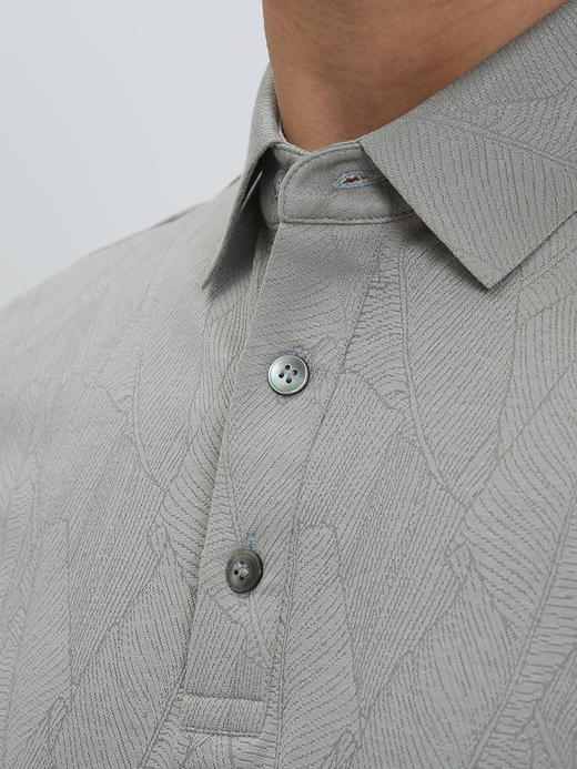 callisto浅灰绿提花棉涤混纺翻领T恤  SRTSS089C 商品图3